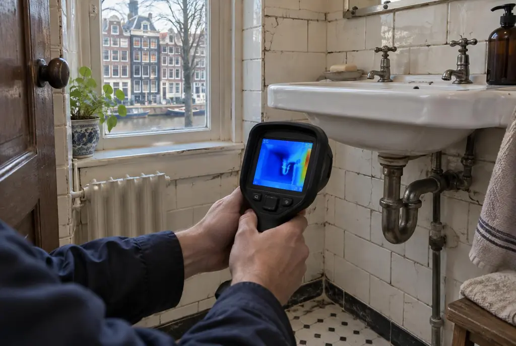 Lekdetectie Elspeet – badkamer met oude leidingen achter de tegels