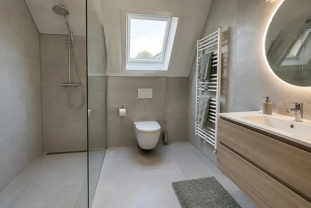 Lekdetectie Elspeet – droge badkamer met inloopdouche na herstel