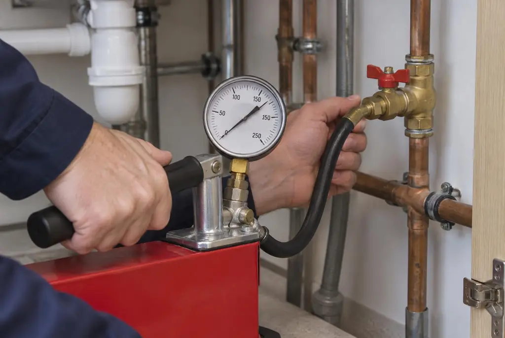 Lekdetectie Elspeet – druktest op een waterleiding met een manometer